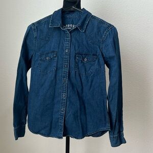 GAP 1969 western Indigo Denim Button-Front Shirt Womens Size S
